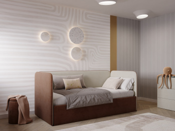 Кровать Рио + Матрас Safety коричневая+белая 90х200