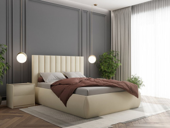 Кровать Калифорния new с подъемным механизмом кремовая 140х200