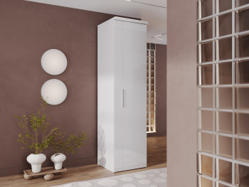 Шкаф Пенал 60х60х236 с евроштангой (Белый капри, Белый глянец МДФ)