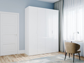 Шкаф Wing Line 180х60х236 (Белый капри, Белый глянец МДФ)