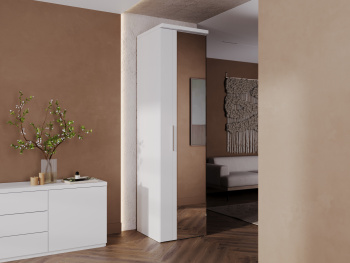 Шкаф Пенал 60х60х236 с евроштангой (Белый капри, Белый глянец МДФ)