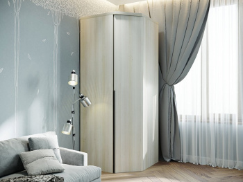 Шкаф Угловой 93х93х236 с ручками лофт (Белый шпон дуба, Белый шпон дуба ЛДСП)