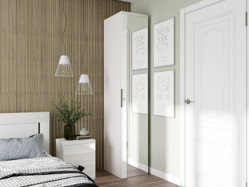 Шкаф Пенал 45х60х236 со штангой (Белый капри, Белый глянец МДФ)