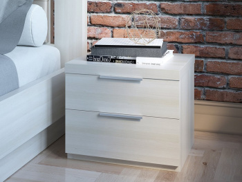 Тумба Диора 45х36х38 с двумя ящиками (Белый шпон дуба, Белый шпон дуба ЛДСП)