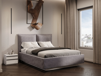 Кровать Киото с парящим основанием серая 140х200