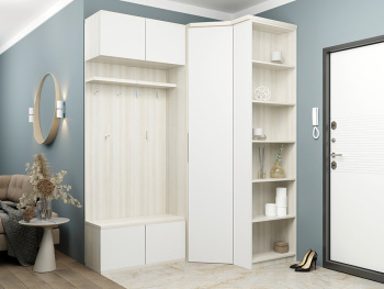 Комплект прихожей с угловым шкафом белый
