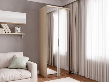 Шкаф Распашной 90х60х236 с комодом (Белый шпон дуба, Белый глянец МДФ)