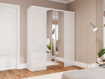 Шкаф Wing Line 200х60х236 (Белый капри, Белый глянец МДФ)