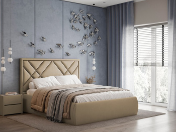 Кровать Мальта с подъемным механизмом кофейная 140х200