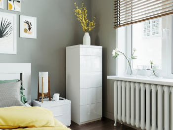 Комод Лестер 45х45х123 (Белый капри, Белый глянец МДФ)