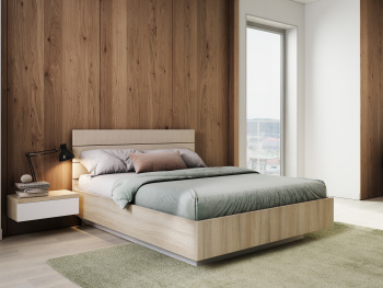 Кровать Лима с мягкими вставками, Белый шпон дуба 140х200х110