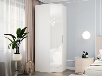 Шкаф Угловой 93х76х236 переходной (Белый капри, Белый глянец МДФ)