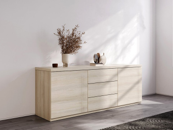 Комод Мадрид 180х44х67 (Белый шпон дуба, Белый шпон дуба ЛДСП)
