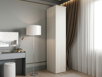 Шкаф Пенал 45х60х236 со штангой (Белый шпон дуба, Белый шпон дуба ЛДСП)