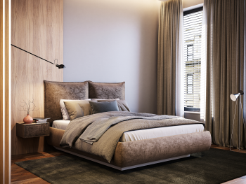 Кровать Киото с парящим круглым основанием мокко 140х200