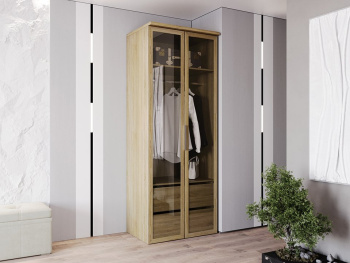 Шкаф Распашной 90х60х236 с комодом (Дуб сонома, Дуб сонома ЛДСП)