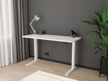 Стол Регулируемый с белыми опорами 1400х600х25 (Белый Капри)