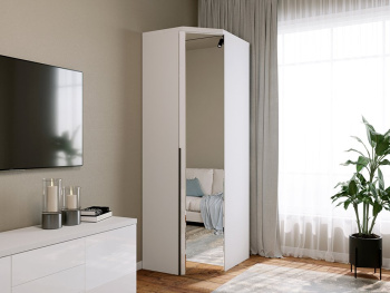 Шкаф Угловой 93х76х236 переходной с ручками лофт (Белый капри, Белый глянец МДФ)