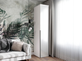 Шкаф Пенал 45х60х236 со штангой и ручками лофт (Белый капри, Белый глянец МДФ)