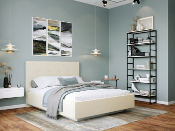 Кровать Милана с парящим основанием кремовая 140х200