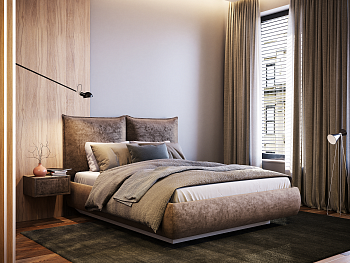 Кровать Киото с парящим круглым основанием и подъемным механизмом