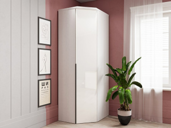 Шкаф Угловой 93х76х236 переходной с ручками лофт (Белый капри, Белый глянец МДФ)