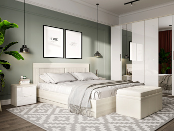 Кровать Фрия с подъёмным механизмом белый шпон дуба 160х200