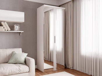 Шкаф Распашной 90х60х236 со штангой (Белый капри, Белый глянец МДФ)