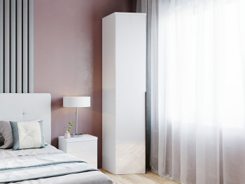 Шкаф Пенал 43х60х236 скошенный с ручами лофт (Белый капри, Белый глянец МДФ)