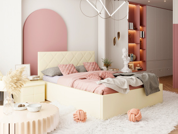 Детская спальня Рица со столом и шкафом кремовая