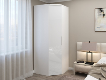 Шкаф Угловой 93х93х236 (Белый капри, Белый глянец МДФ)